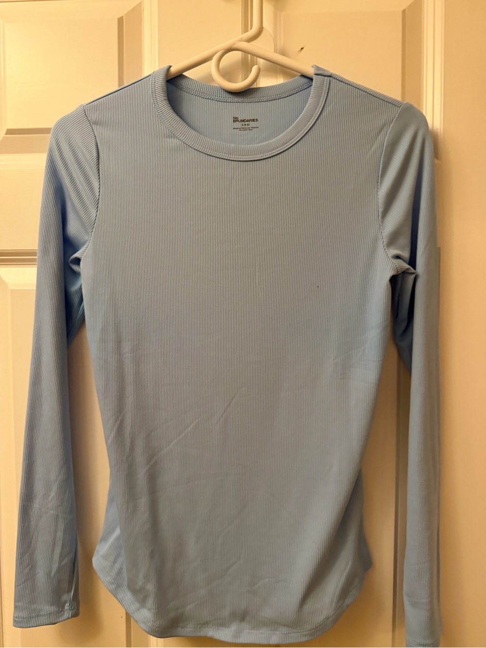 No Boundaries Light Blue Ribbed Long Sleeve Crewneck